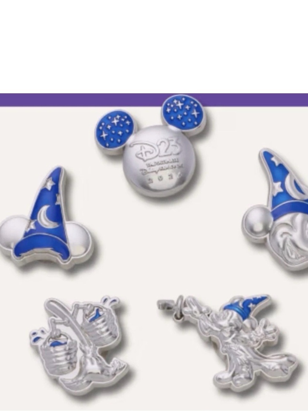 Crocs Disney Sorcerer Mickey D23 Silver/Blue  Metal Shoe Charms